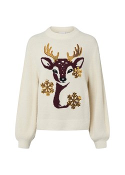 Vila Damski sweter z dzianiny - VIGreni Kobiety Sztuczne włókno écru wzorzysty ze sklepu vangraaf w kategorii Swetry damskie - zdjęcie 187633751