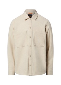 BOSS Orange Męska wełniana bluza - Locky Mężczyźni Regular Fit Wełna beżowy marmurkowy ze sklepu vangraaf w kategorii Koszule męskie - zdjęcie 187633753