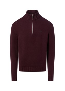 Nils Sundström Męski sweter z dzianiny Mężczyźni Bawełna bordowy jednolity ze sklepu vangraaf w kategorii Swetry męskie - zdjęcie 187633760