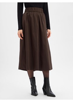 Neo Noir Damska spódnica midi - Yara Kobiety Bawełna błotnisty jednolity ze sklepu vangraaf w kategorii Spódnice - zdjęcie 187633834