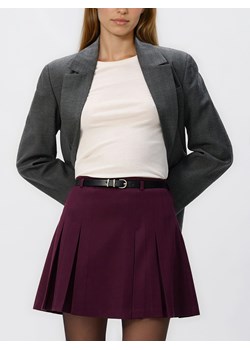 Reserved - Plisowana spódnica z paskiem - bordowy ze sklepu Reserved w kategorii Spódnice - zdjęcie 187633891