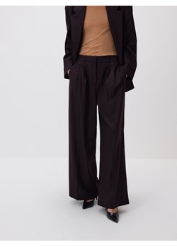 Reserved - Szerokie spodnie z wełną - bordowy ze sklepu Reserved w kategorii Spodnie damskie - zdjęcie 187634190