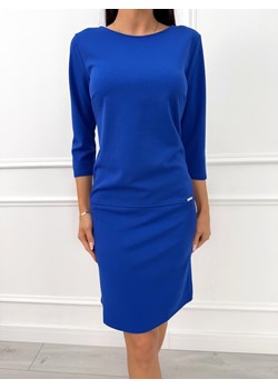 Kobaltowa Prosta Sukienka ze sklepu ModnaKiecka.pl w kategorii Sukienki - zdjęcie 187635620