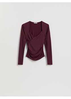 Reserved - Drapowana bluzka - ciemnofioletowy ze sklepu Reserved w kategorii Bluzki damskie - zdjęcie 187636010