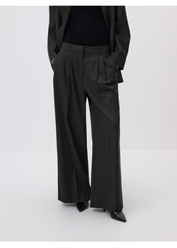 Reserved - Szerokie spodnie z wełną - zielony ze sklepu Reserved w kategorii Spodnie damskie - zdjęcie 187636021