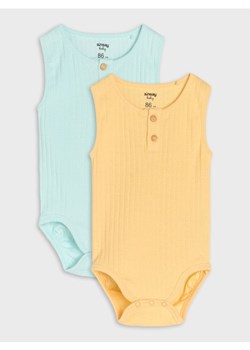 Sinsay - Body z prążkowanej dzianiny z ozdobnymi guzikami 2 pack - żółty ze sklepu Sinsay w kategorii Odzież dla niemowląt - zdjęcie 187636702