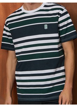 Sinsay - Koszulka w paski z napisem - wielobarwny ze sklepu Sinsay w kategorii T-shirty męskie - zdjęcie 187636802