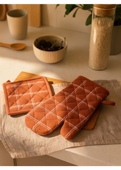 Sinsay - Rękawica i łapka kuchenna w kratę - pomarańczowy ze sklepu Sinsay w kategorii Fartuchy kuchenne - zdjęcie 187636834