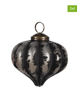 Clayre &amp; Eef Bombki (2 szt.) w kolorze srebrno-czarnym - Ø 8 cm ze sklepu Limango Polska w kategorii Dekoracje bożonarodzeniowe - zdjęcie 187637640