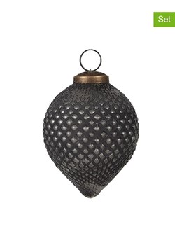 Clayre &amp; Eef Bombki (2 szt.) w kolorze srebrno-czarnym - wys. 10 x Ø 8 cm ze sklepu Limango Polska w kategorii Dekoracje bożonarodzeniowe - zdjęcie 187637641