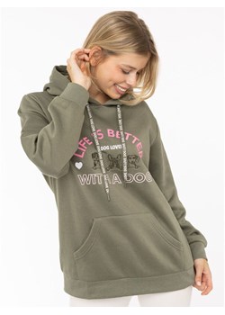 Zwillingsherz Bluza &quot;Dog Life&quot; w kolorze khaki ze sklepu Limango Polska w kategorii Bluzy damskie - zdjęcie 187639881