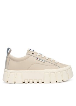 Sneakersy Tommy Jeans Tjw Vulc Flatform Leather EN0EN03008 Beżowy ze sklepu eobuwie.pl w kategorii Buty sportowe damskie - zdjęcie 187640292