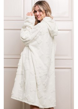 Ciepła kocobluza damska z kapturem Miśka, Kolor ecru, Rozmiar uniwersalny, Italian Fashion ze sklepu Primodo w kategorii Szlafroki damskie - zdjęcie 187642452