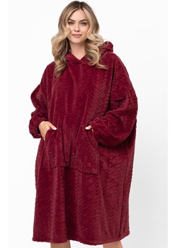Ciepła kocobluza unisex z kapturem Reno, Kolor bordowy, Rozmiar uniwersalny, Italian Fashion ze sklepu Primodo w kategorii Szlafroki damskie - zdjęcie 187642454