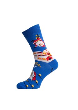 Świąteczne skarpetki damskie długie S163D Mikołaj, Kolor niebiesko-czerwony, Rozmiar 35-38, Italian Fashion ze sklepu Primodo w kategorii Skarpetki damskie - zdjęcie 187642462