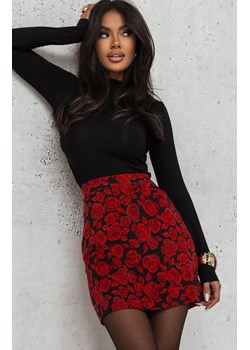 Ivon mini spódnica damska w czerwone róże AMBER SP79, Kolor czarno-czerwony, Rozmiar XS, Ivon ze sklepu Primodo w kategorii Spódnice - zdjęcie 187642473