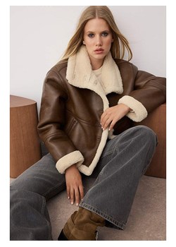 trendyol Kurtka w kolorze brązowo-beżowym ze skóry syntetycznej ze sklepu Limango Polska w kategorii Kurtki damskie - zdjęcie 187642672