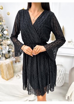 Czarna Sukienka z Kopertowym Dekoltem ze sklepu ModnaKiecka.pl w kategorii Sukienki - zdjęcie 187642794