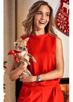 MOE czerwony kombinezon wieczorowy z szerokimi nogawkami M382, Kolor czerwony, Rozmiar S, MOE ze sklepu Intymna w kategorii Kombinezony damskie - zdjęcie 187642990