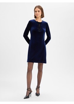 Marie Lund Aksamitna sukienka damska Kobiety granatowy jednolity ze sklepu vangraaf w kategorii Sukienki - zdjęcie 187643691