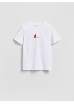 Reserved - T-shirt regular fit z nadrukiem - biały ze sklepu Reserved w kategorii T-shirty męskie - zdjęcie 187644940