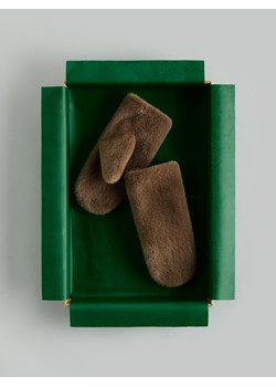 Reserved - Rękawiczki z imitacji futra - brązowy ze sklepu Reserved w kategorii Rękawiczki damskie - zdjęcie 187644973