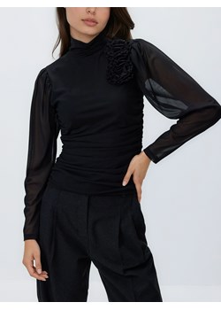 Reserved - Bluzka z kwiatową aplikacją - czarny ze sklepu Reserved w kategorii Bluzki damskie - zdjęcie 187645073