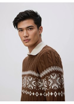 Reserved - Sweter z warkoczowym splotem - brązowy ze sklepu Reserved w kategorii Swetry męskie - zdjęcie 187645183