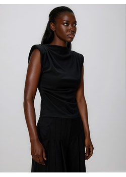 Reserved - Bluzka z poduszkami na ramionach - czarny ze sklepu Reserved w kategorii Bluzki damskie - zdjęcie 187645312