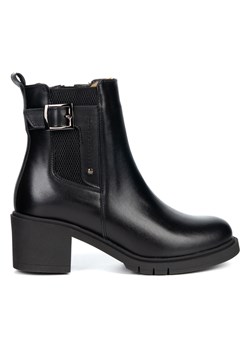 Botki skórzane damskie 405BB na obcasie czarne ze sklepu butyolivier w kategorii Botki - zdjęcie 187647463