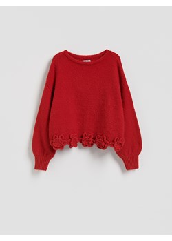 Reserved - Sweter z kwiatową aplikacją - czerwony ze sklepu Reserved w kategorii Swetry damskie - zdjęcie 187647841