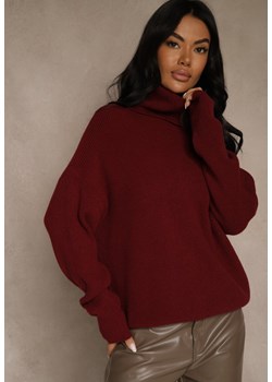 Bordowy Golf z Domieszką Wiskozy i Kaszmiru Azivara ze sklepu renee.pl w kategorii Swetry damskie - zdjęcie 187648130