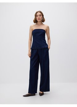 Reserved - Jeansy wide leg z zakładkami - granatowy ze sklepu Reserved w kategorii Jeansy damskie - zdjęcie 187649582