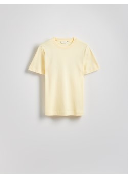 Reserved - T-shirt z bawełny merceryzowanej - kremowy ze sklepu Reserved w kategorii Bluzki damskie - zdjęcie 187649610