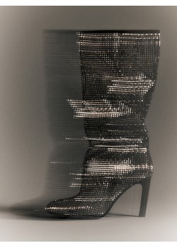 Reserved - Kozaki z błyszczącymi aplikacjami - srebrny ze sklepu Reserved w kategorii Kozaki damskie - zdjęcie 187649694