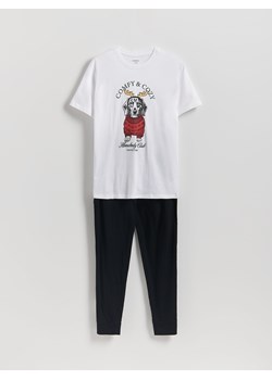 Reserved - Dwuczęściowa piżama ze świątecznym motywem - biały ze sklepu Reserved w kategorii Piżamy męskie - zdjęcie 187649700