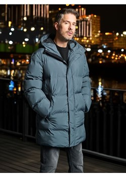 Sinsay - Pikowana kurtka z kapturem - szary ze sklepu Sinsay w kategorii Płaszcze męskie - zdjęcie 187650464