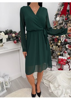 Zielona Szyfonowa Sukienka z Kopertowym Dekoltem ze sklepu ModnaKiecka.pl w kategorii Sukienki - zdjęcie 187651840