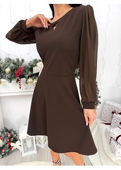 Czekoladowa Rozkloszowana Sukienka ze sklepu ModnaKiecka.pl w kategorii Sukienki - zdjęcie 187651993