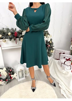 Zielona Rozkloszowana Sukienka ze sklepu ModnaKiecka.pl w kategorii Sukienki - zdjęcie 187652000