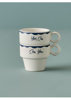 BELLA MAISON Filiżanki (2 szt.) &quot;Marine&quot; w kolorze biało-niebieskim do kawy - 105 ml ze sklepu Limango Polska w kategorii Naczynia - zdjęcie 187652583