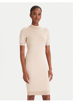 Guess Sukienka dzianinowa W3YK39 Z37K0 Beżowy Slim Fit ze sklepu MODIVO w kategorii Sukienki - zdjęcie 187653212