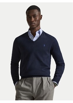 Polo Ralph Lauren Sweter Ls Sf Vn Pp 710670789004 Granatowy Slim Fit ze sklepu MODIVO w kategorii Swetry męskie - zdjęcie 187653612