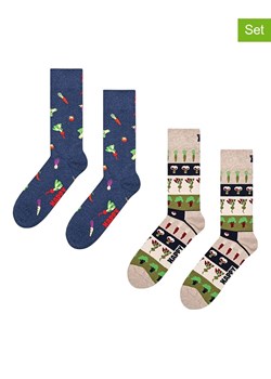 Happy Socks Skarpety (2 pary) w kolorze granatowo-beżowym ze sklepu Limango Polska w kategorii Skarpetki męskie - zdjęcie 187660763
