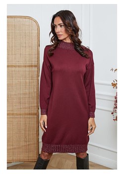 So Cachemire Sukienka dzianinowa &quot;Linoa&quot; w kolorze bordowym ze sklepu Limango Polska w kategorii Sukienki - zdjęcie 187660882