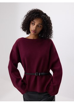 Reserved - Sweter z paskiem - bordowy ze sklepu Reserved w kategorii Swetry damskie - zdjęcie 187666092