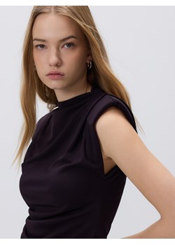 Reserved - Bluzka z poduszkami na ramionach - ciemnofioletowy ze sklepu Reserved w kategorii Bluzki damskie - zdjęcie 187666333