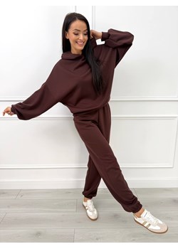 Ciemnobrązowy Dresowy Komplet Bluza z Kapturem +Spodnie ze sklepu ModnaKiecka.pl w kategorii Dresy damskie - zdjęcie 187667273