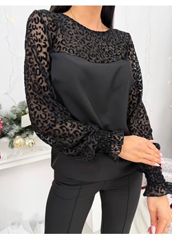 Czarna Bluzka z Siateczką ze sklepu ModnaKiecka.pl w kategorii Bluzki damskie - zdjęcie 187667292