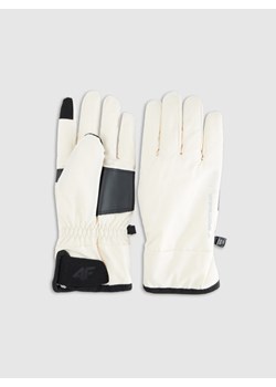 Rękawiczki zimowe Touch Screen uniseks 4F 4FWMM00AGLOU125 - beżowe ze sklepu Sportstylestory.com w kategorii Rękawiczki damskie - zdjęcie 187667742